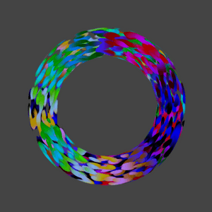 mixed color strokes forming a disc