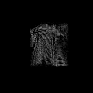 abstracted square with swirling light particles