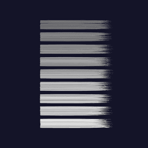Nine individual horizontal brush strokes from grey to white on a black background